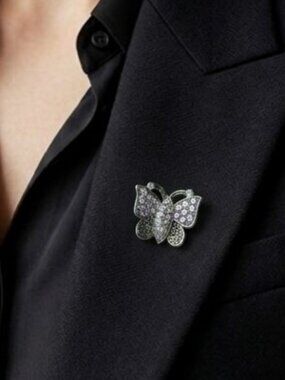 Petite Clear Rhinestone Butterfly Brooch